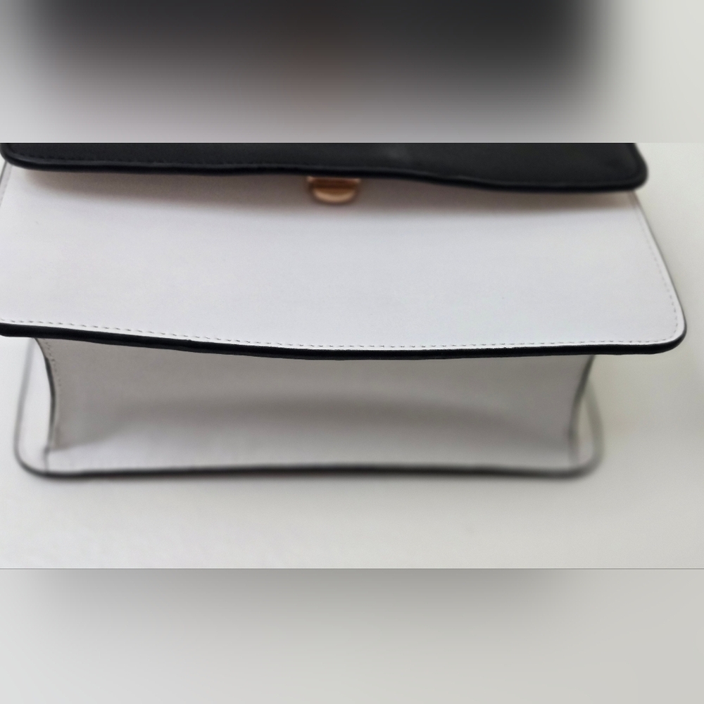 LUANA ITALY Maria Color Block Leather Satchel Black White EUC - Picture 3 of 7